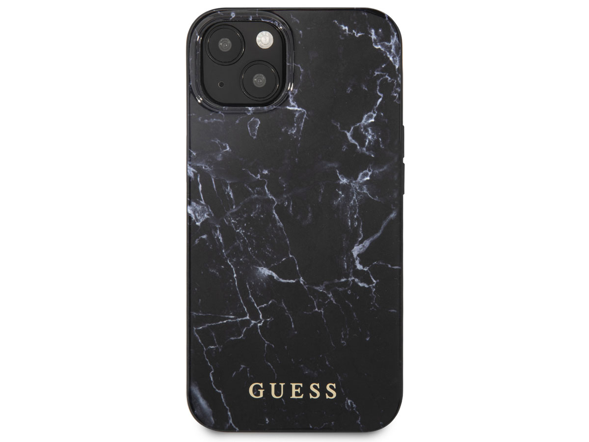 Guess Black Marble Case Zwart - iPhone 13 Mini hoesje