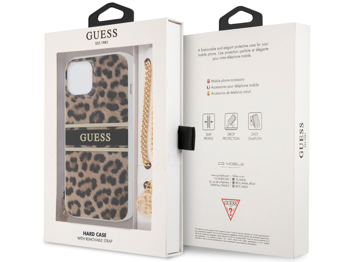 Guess Leopard Charm Case - iPhone 13 Mini hoesje