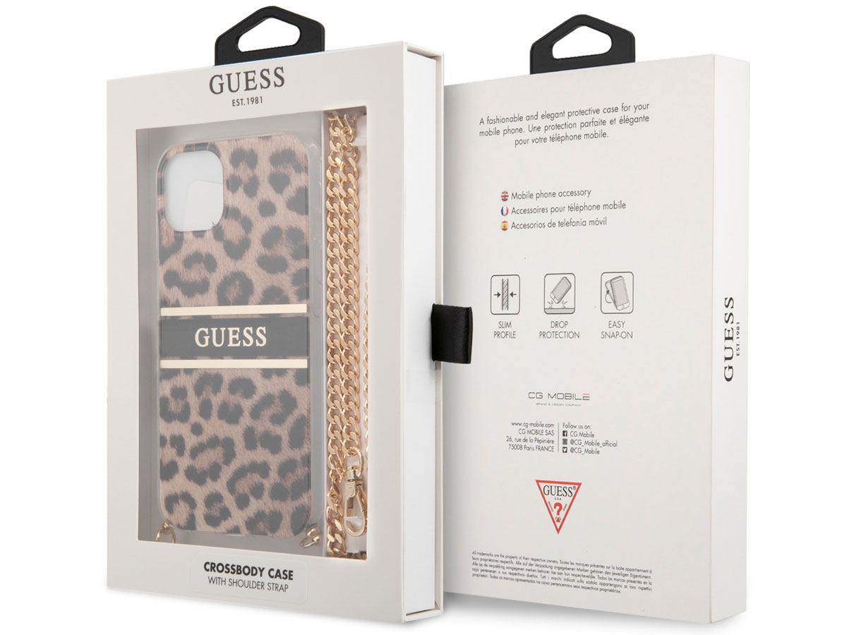 Guess Leopard Crossbody Case - iPhone 13 Mini hoesje