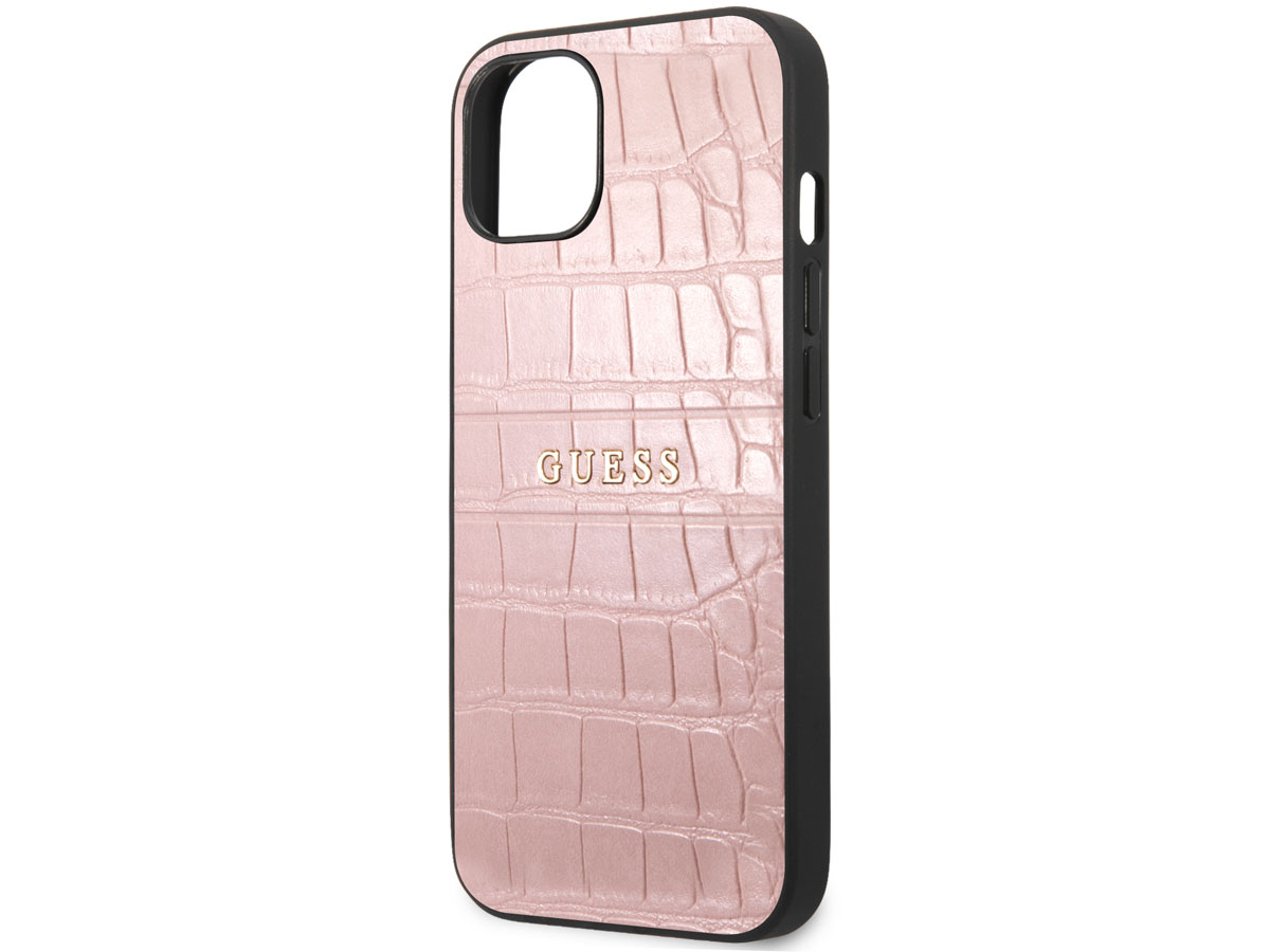 Guess Pink Croco Case Roze - iPhone 13 Mini hoesje