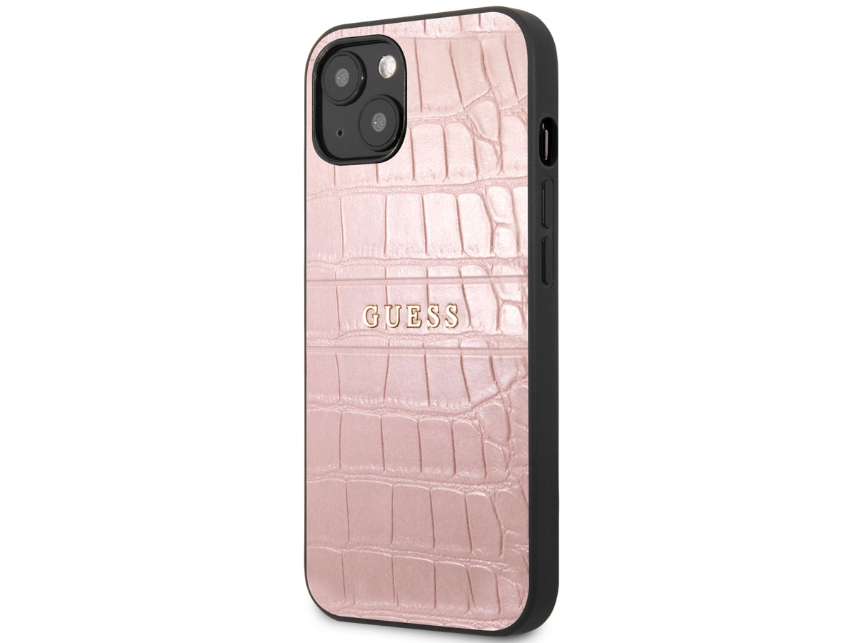 Guess Pink Croco Case Roze - iPhone 13 Mini hoesje