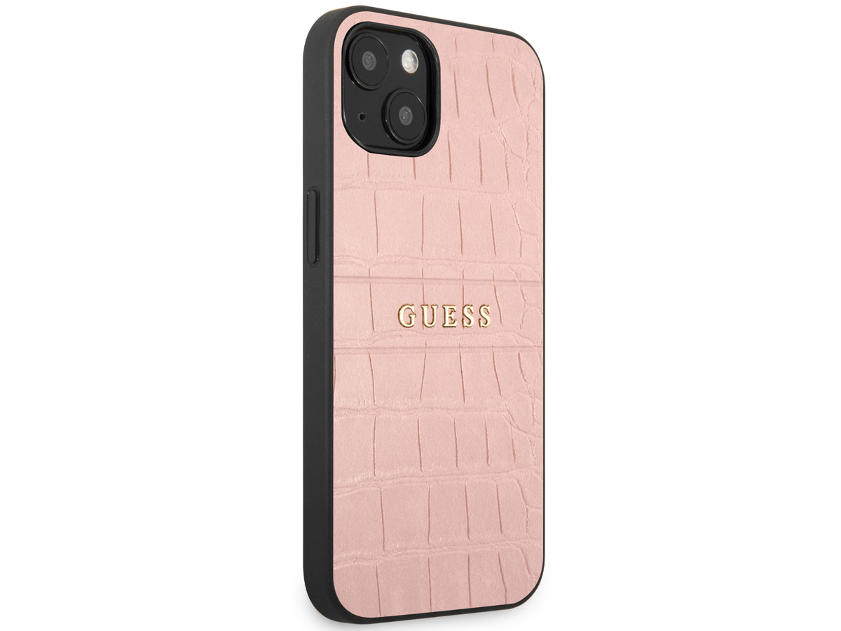 Guess Pink Croco Case Roze - iPhone 13 Mini hoesje