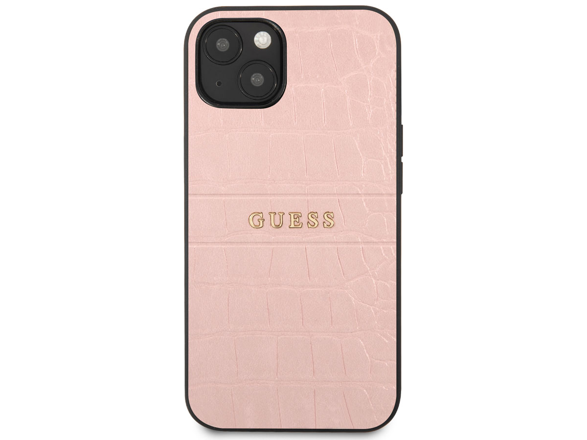 Guess Pink Croco Case Roze - iPhone 13 Mini hoesje