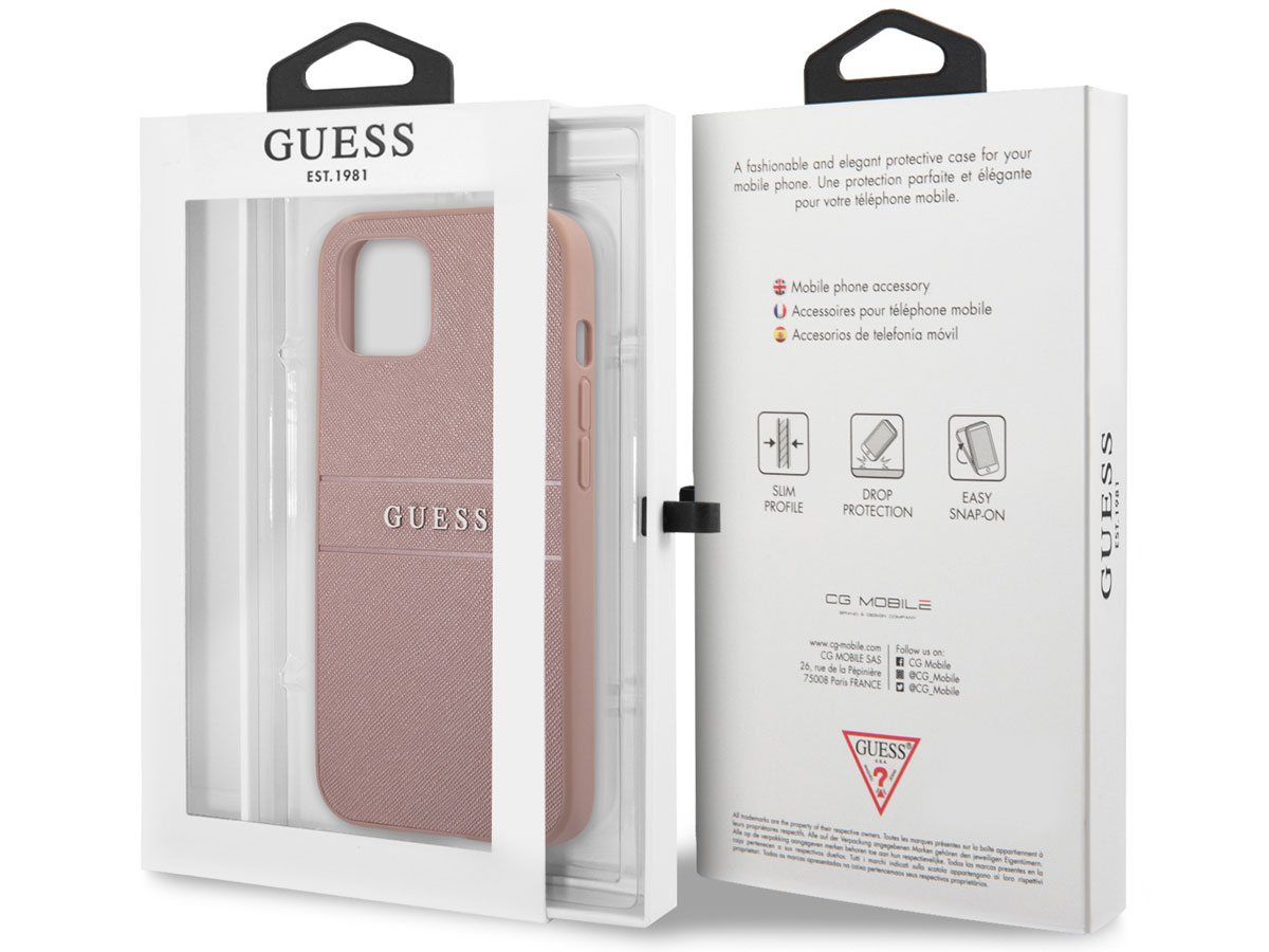 Guess Saffiano Case Roze - iPhone 13 Mini hoesje