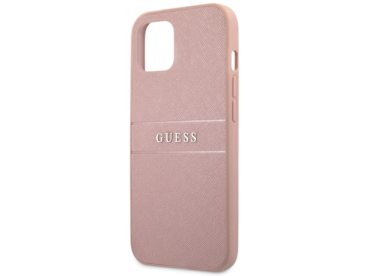 Guess Saffiano Case Roze - iPhone 13 Mini hoesje