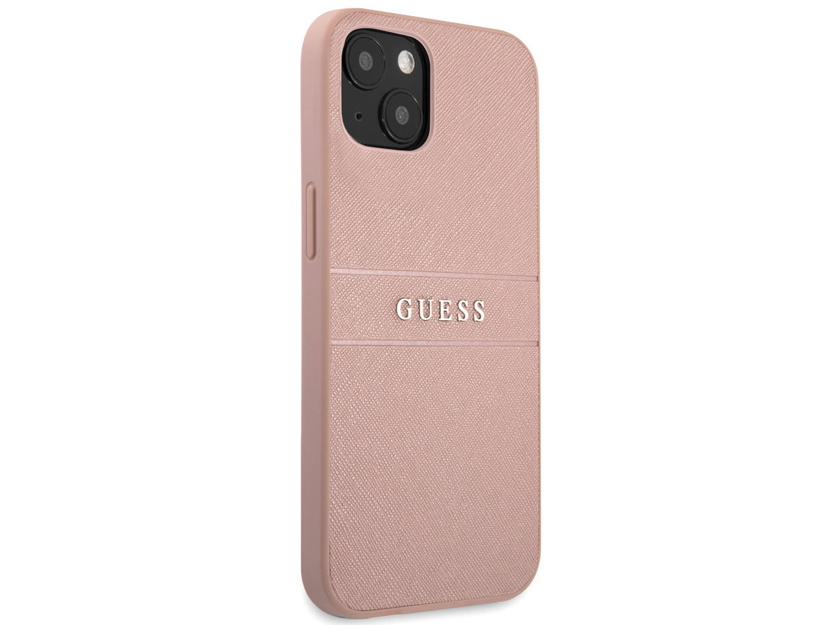 Guess Saffiano Case Roze - iPhone 13 Mini hoesje