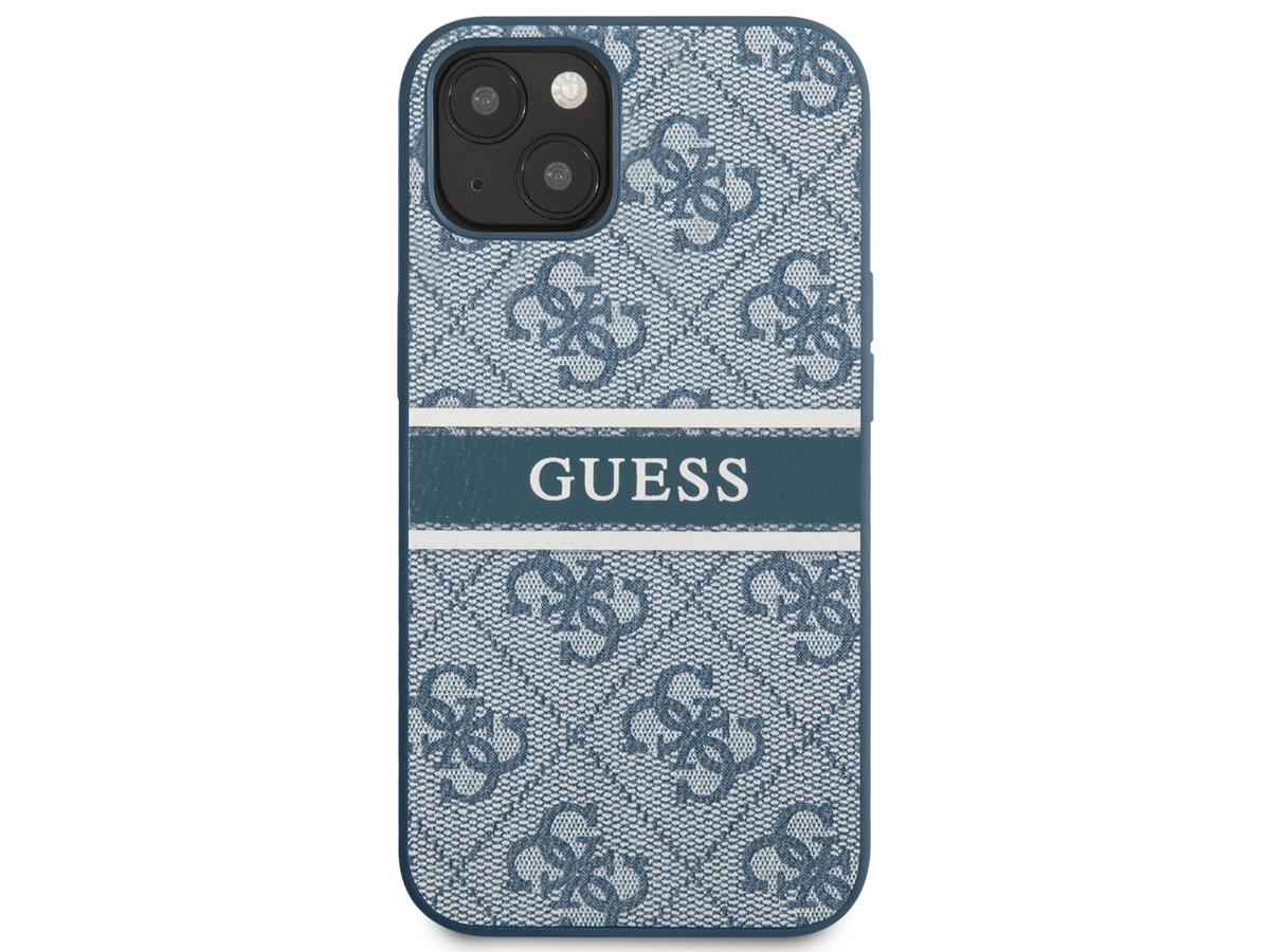 Guess Stripe 4G Monogram Case Blauw - iPhone 13 Mini hoesje