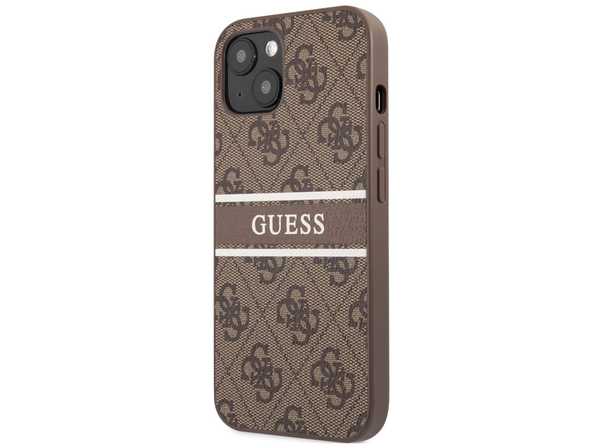 Guess Stripe 4G Monogram Case Bruin - iPhone 13 Mini hoesje