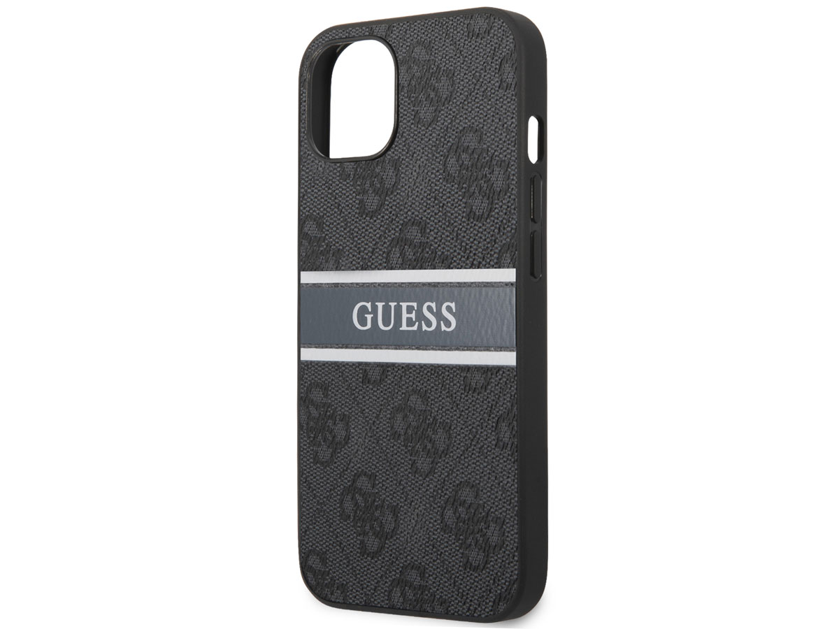 Guess Stripe 4G Monogram Case Grijs - iPhone 13 Mini hoesje