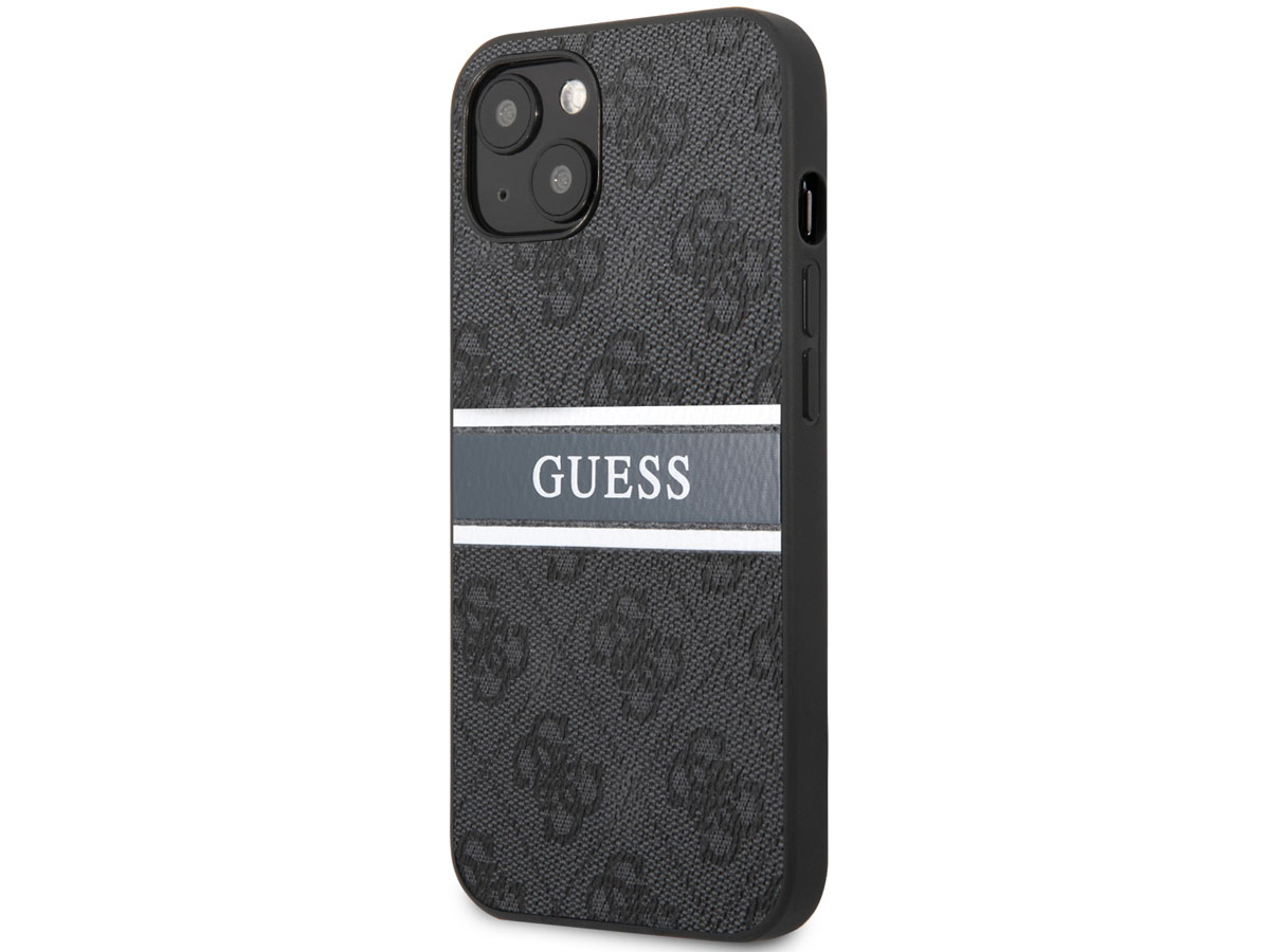 Guess Stripe 4G Monogram Case Grijs - iPhone 13 Mini hoesje