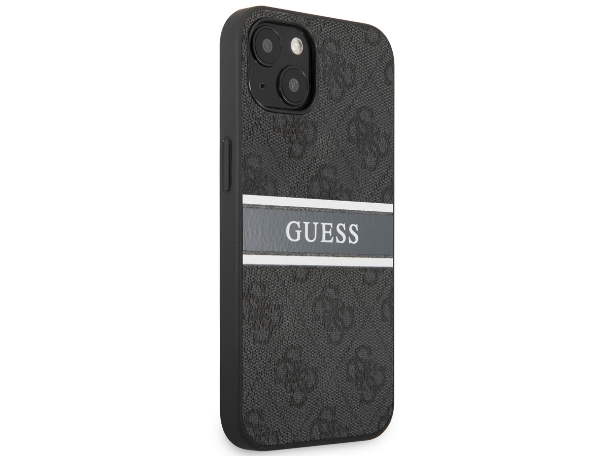 Guess Stripe 4G Monogram Case Grijs - iPhone 13 Mini hoesje
