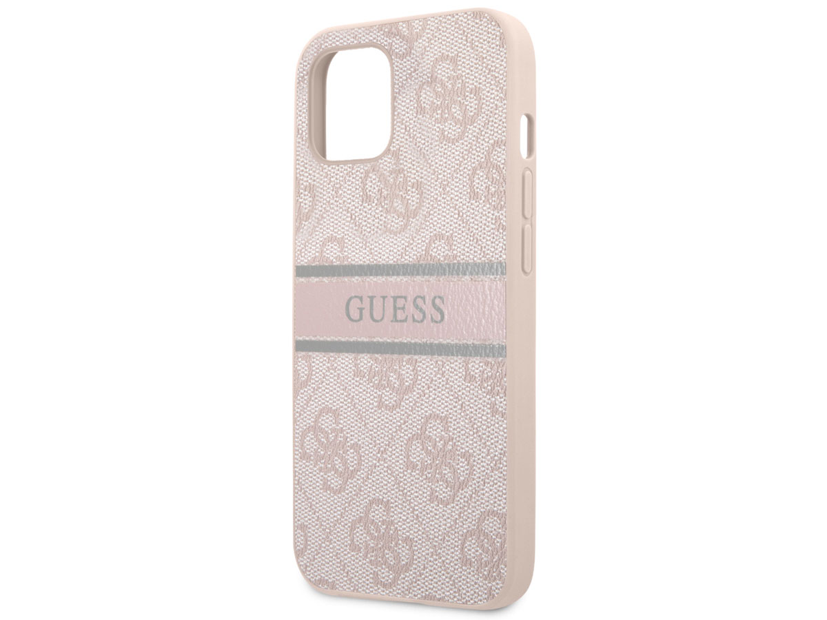 Guess Stripe 4G Monogram Case Roze - iPhone 13 Mini hoesje