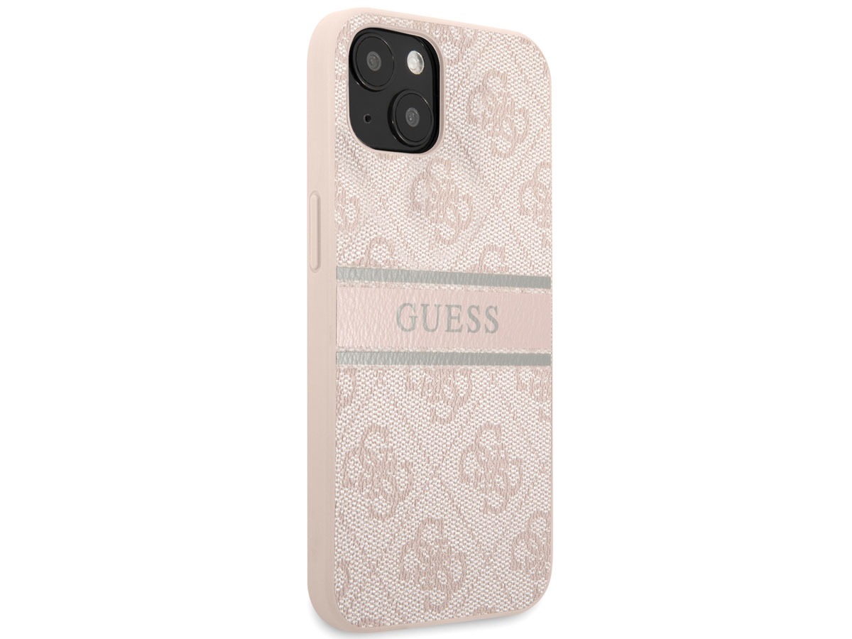 Guess Stripe 4G Monogram Case Roze - iPhone 13 Mini hoesje