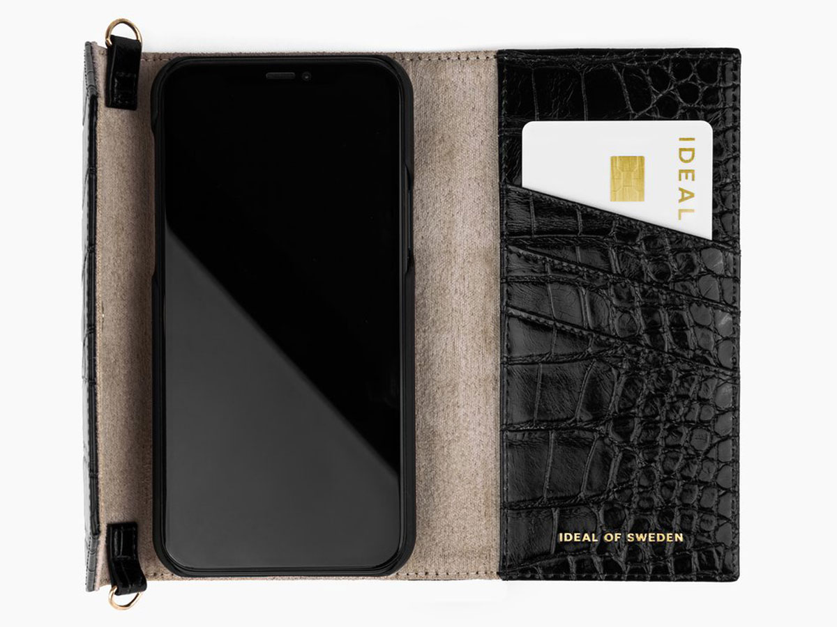 iDeal of Sweden Cassette Clutch Black Croco - iPhone 13 Mini hoesje