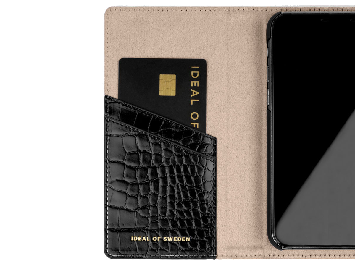 iDeal of Sweden Cora Wallet Black Croco - iPhone 13 Mini hoesje