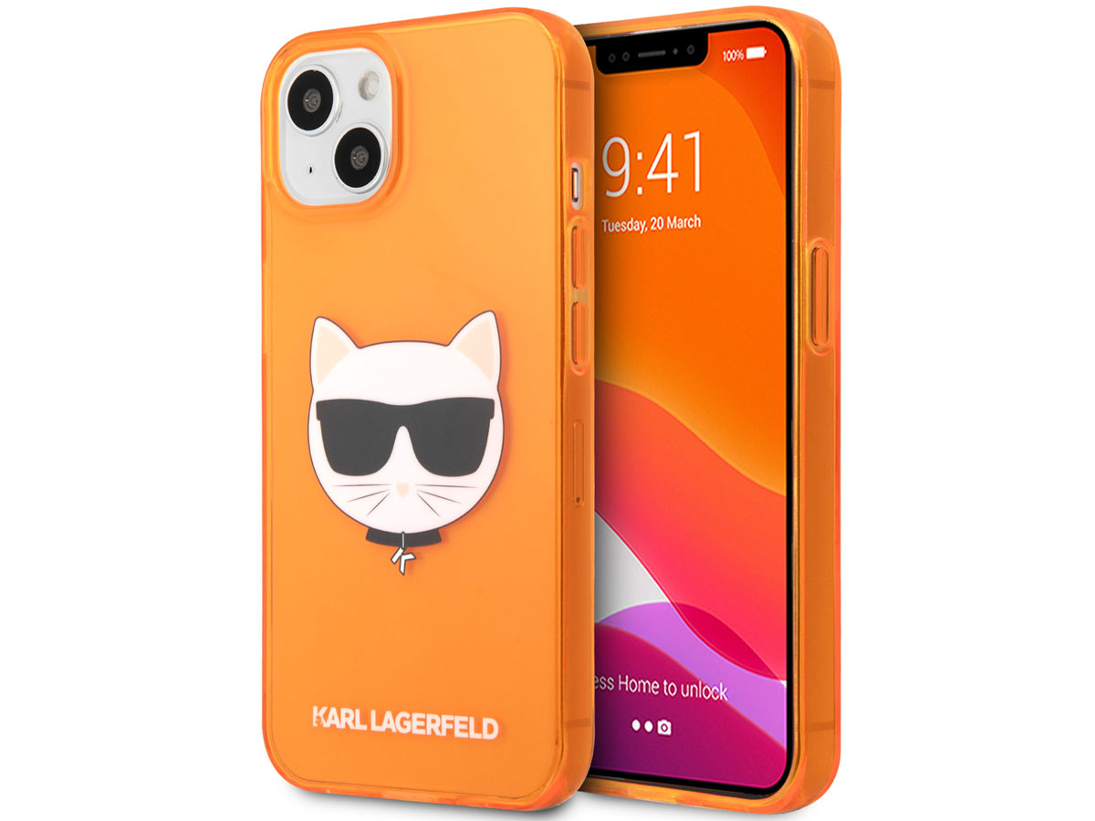 Karl Lagerfeld Choupette Case Oranje - iPhone 13 Mini hoesje