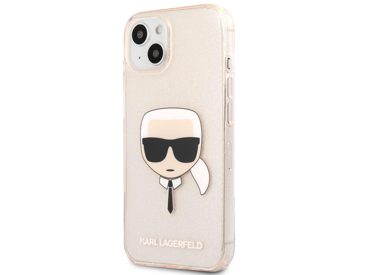 Karl Lagerfeld Ikonik Glitter Case Goud - iPhone 13 Mini hoesje
