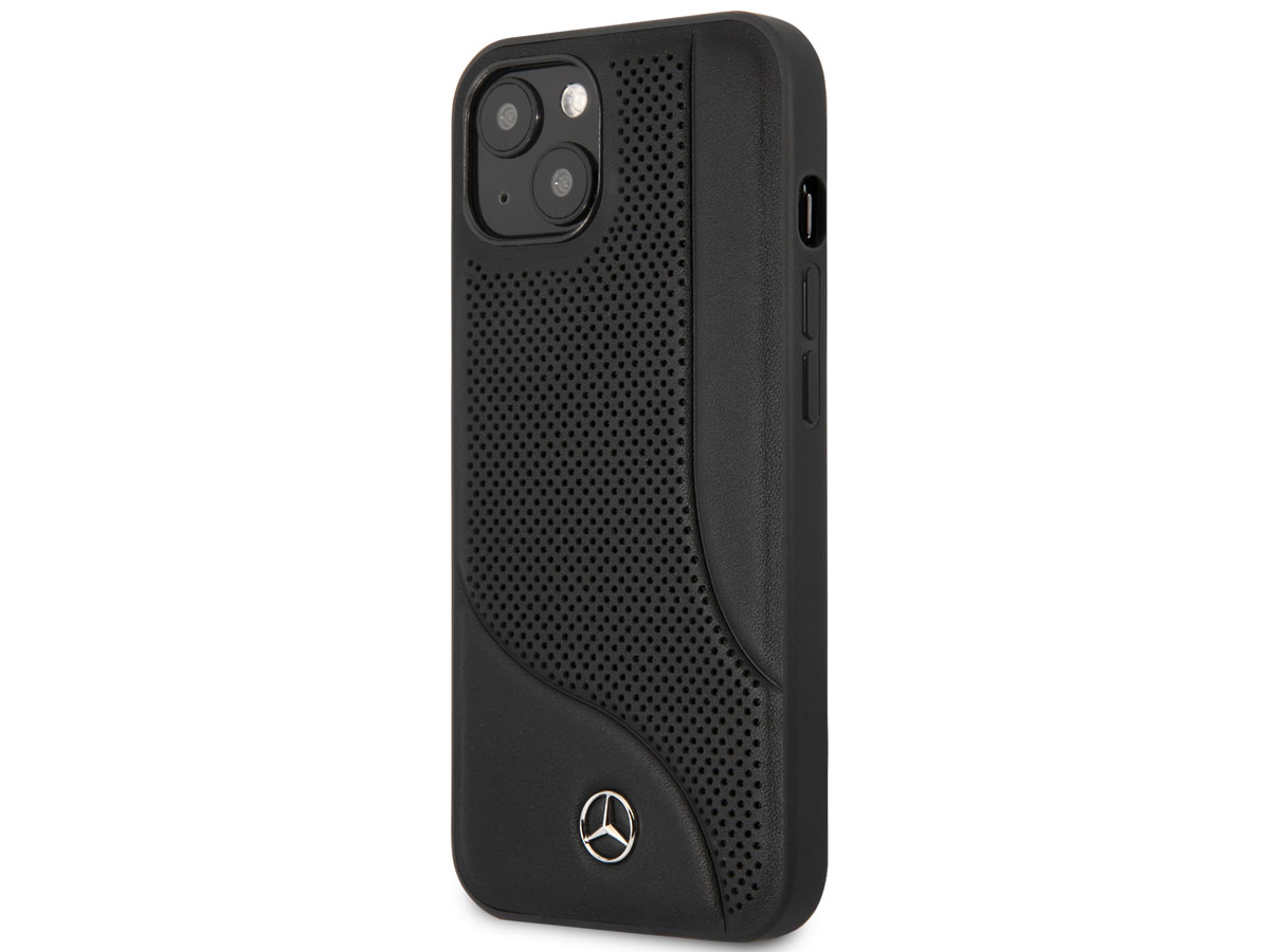 Mercedes-Benz Perforated Leather Case Zwart - iPhone 13 Mini hoesje