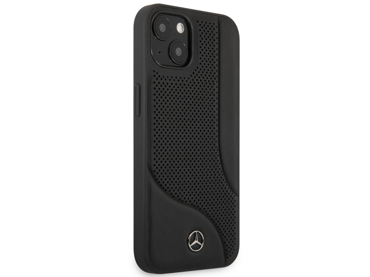 Mercedes-Benz Perforated Leather Case Zwart - iPhone 13 Mini hoesje