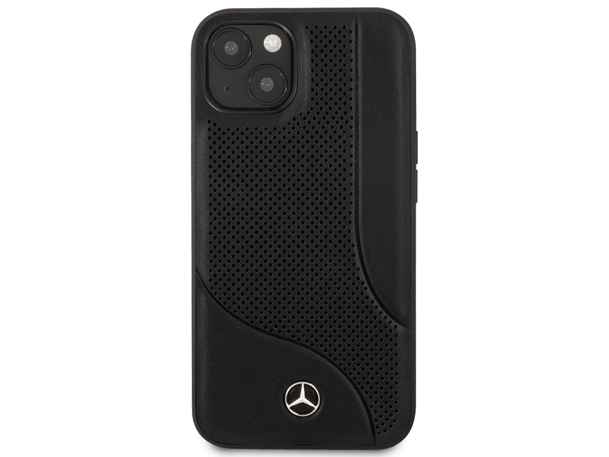 Mercedes-Benz Perforated Leather Case Zwart - iPhone 13 Mini hoesje