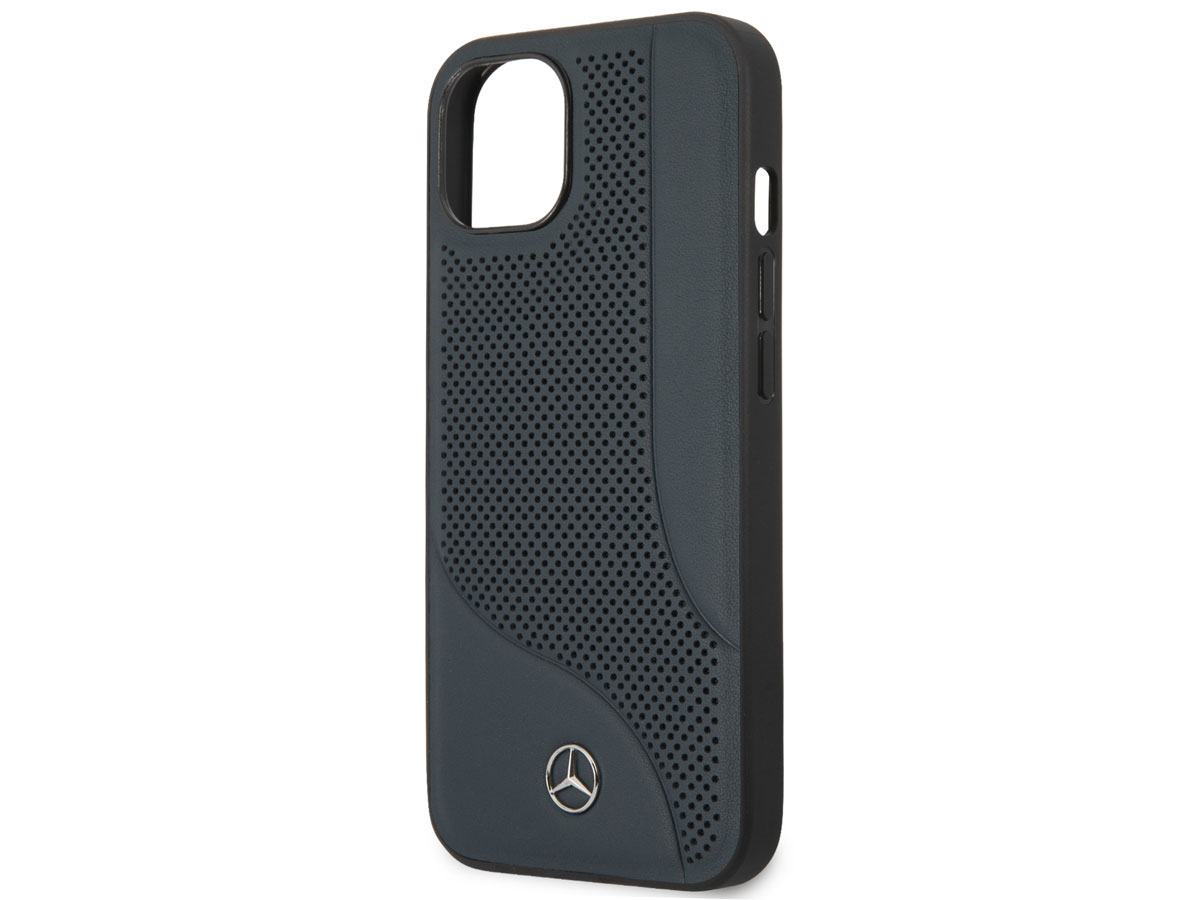 Mercedes-Benz Perforated Leather Case Blauw - iPhone 13 Mini hoesje