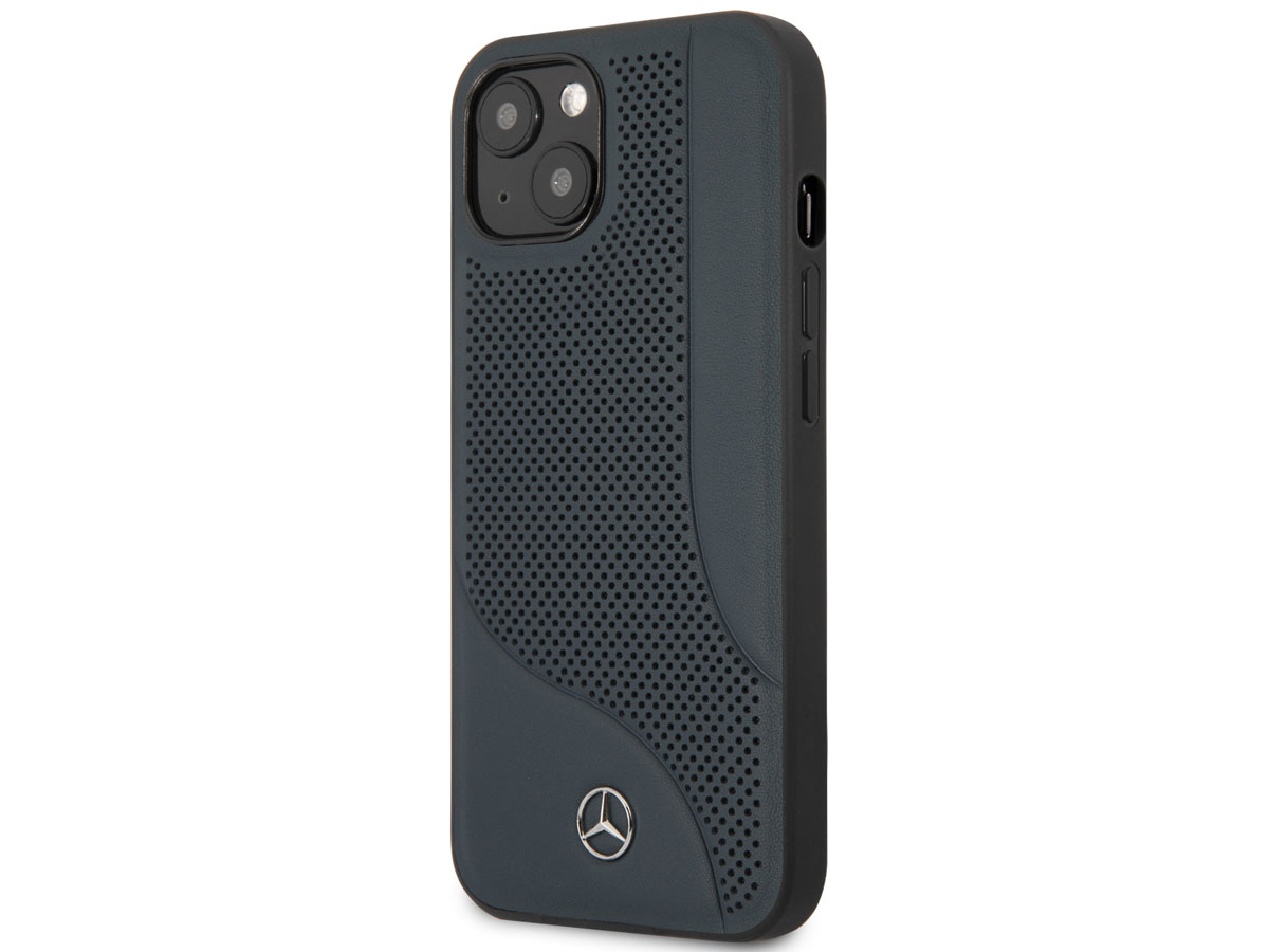 Mercedes-Benz Perforated Leather Case Blauw - iPhone 13 Mini hoesje