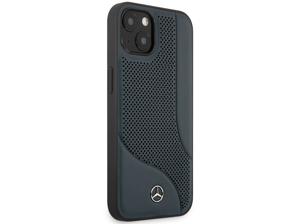 Mercedes-Benz Perforated Leather Case Blauw - iPhone 13 Mini hoesje