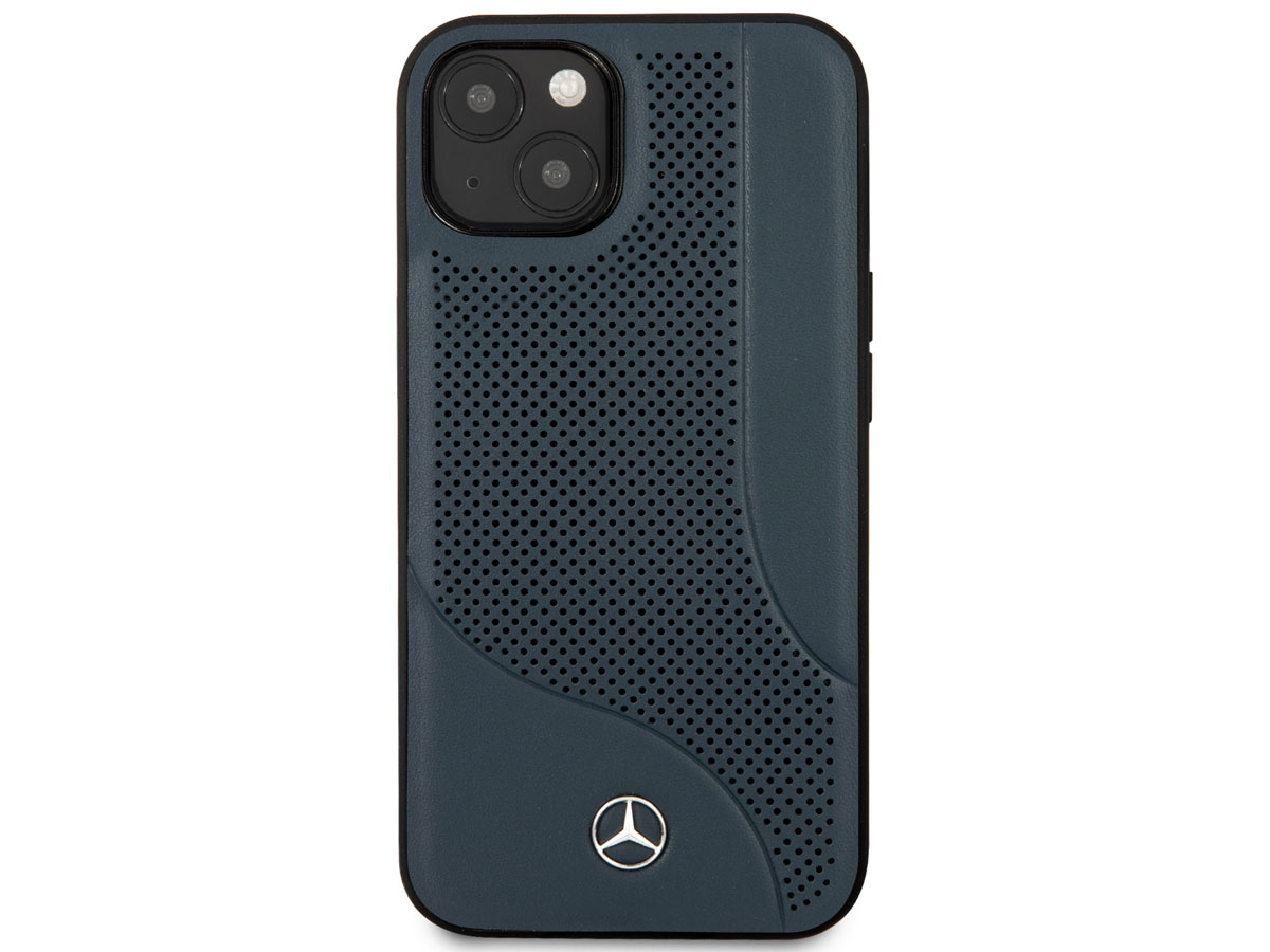 Mercedes-Benz Perforated Leather Case Blauw - iPhone 13 Mini hoesje