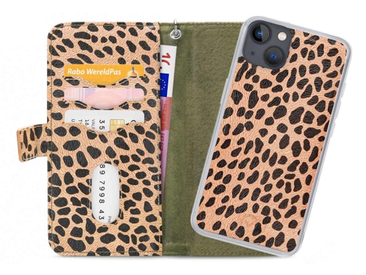 Mobilize 2in1 Magnet Zipper Case Green Leopard - iPhone 13 Mini hoesje