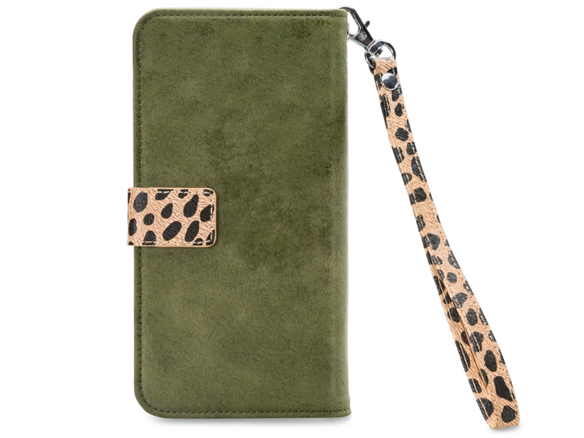 Mobilize 2in1 Magnet Zipper Case Green Leopard - iPhone 13 Mini hoesje