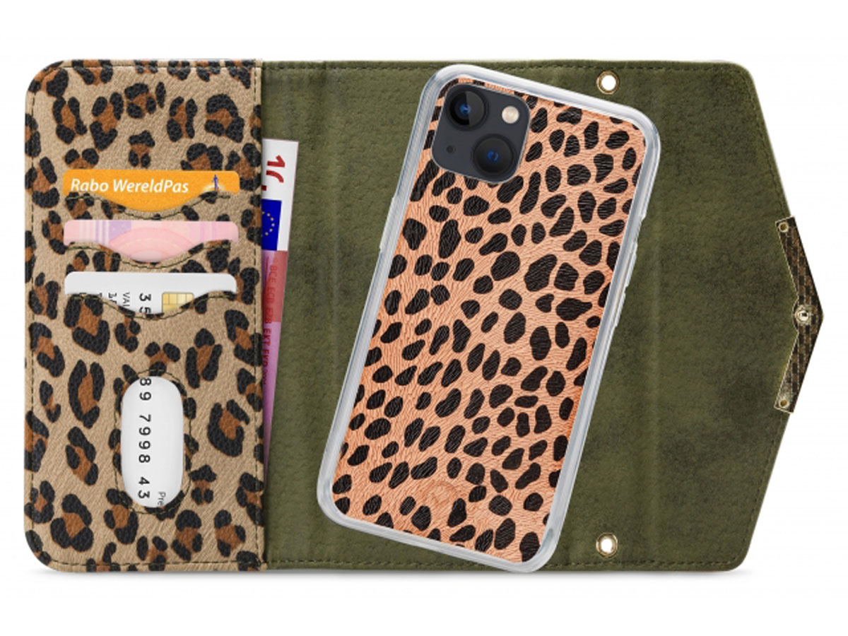 Mobilize Elegant Magnet Clutch Green Leopard - iPhone 13 Mini hoesje