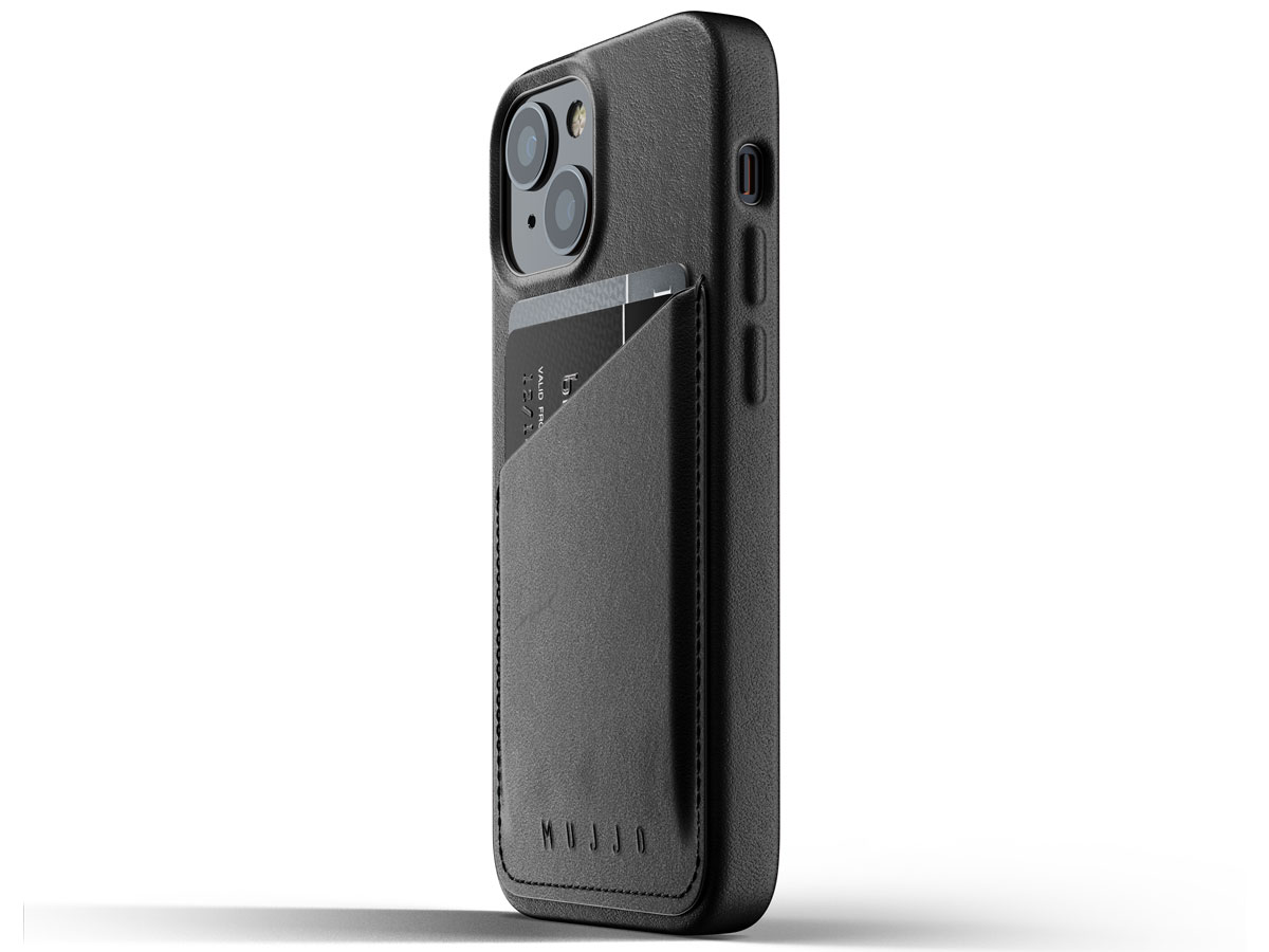 Mujjo Full Leather Wallet Case Black - iPhone 13 Mini Hoesje Leer