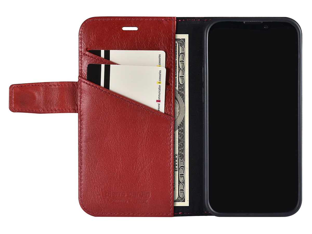 Pierre Cardin Bookcase Rood Leer - iPhone 13 Mini hoesje