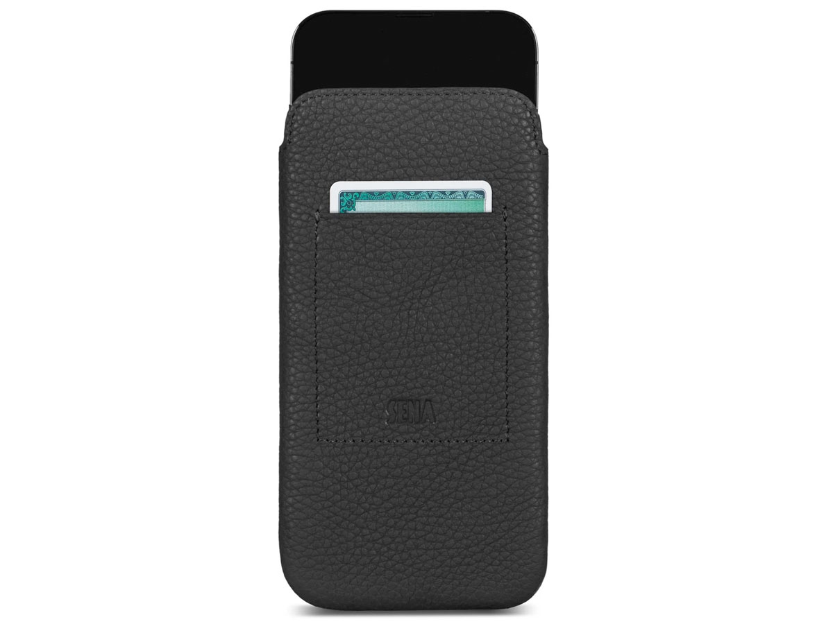 Sena Ultraslim Wallet Sleeve Zwart Leer - iPhone 13 Mini hoesje