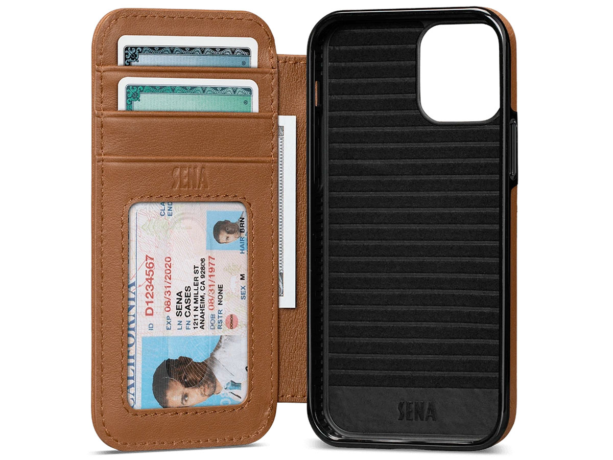 Sena Wallet Book Bruin - iPhone 13 Mini Hoesje Leer