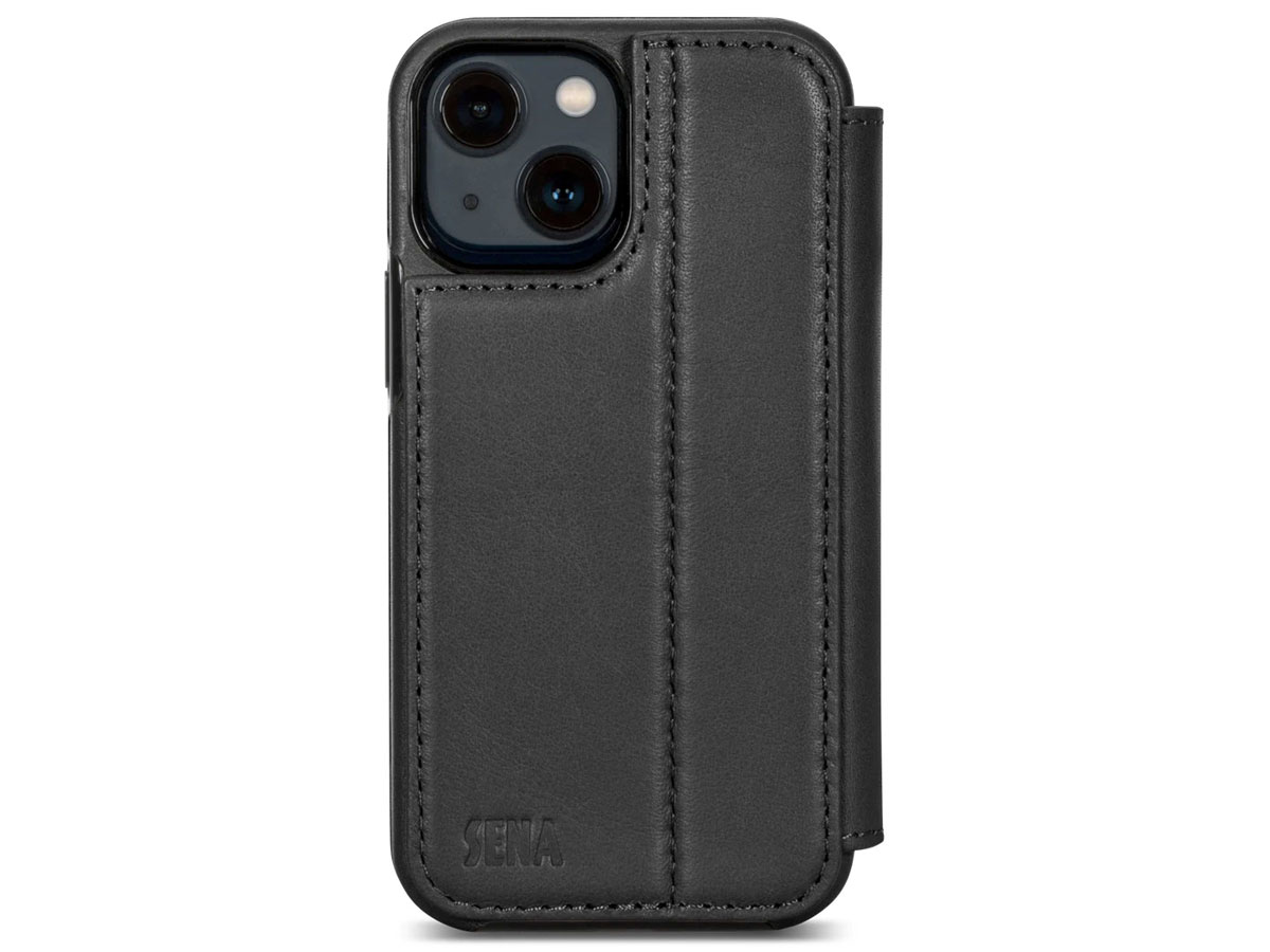 Sena Wallet Book Zwart - iPhone 13 Mini Hoesje Leer