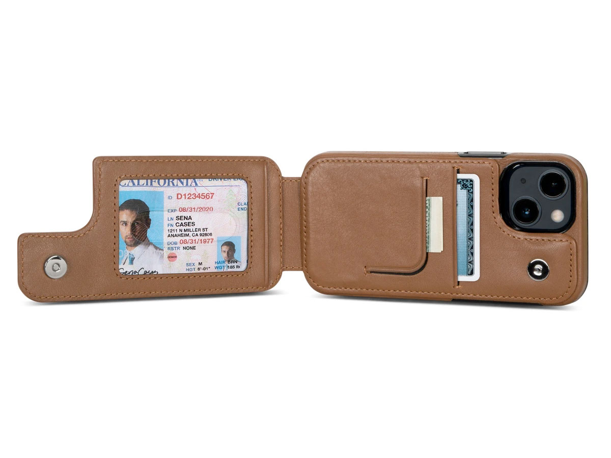Sena WalletSkin Case Bruin - iPhone 13 Mini Hoesje Leer