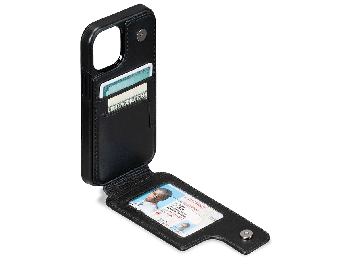 Sena WalletSkin Case Zwart - iPhone 13 Mini Hoesje Leer