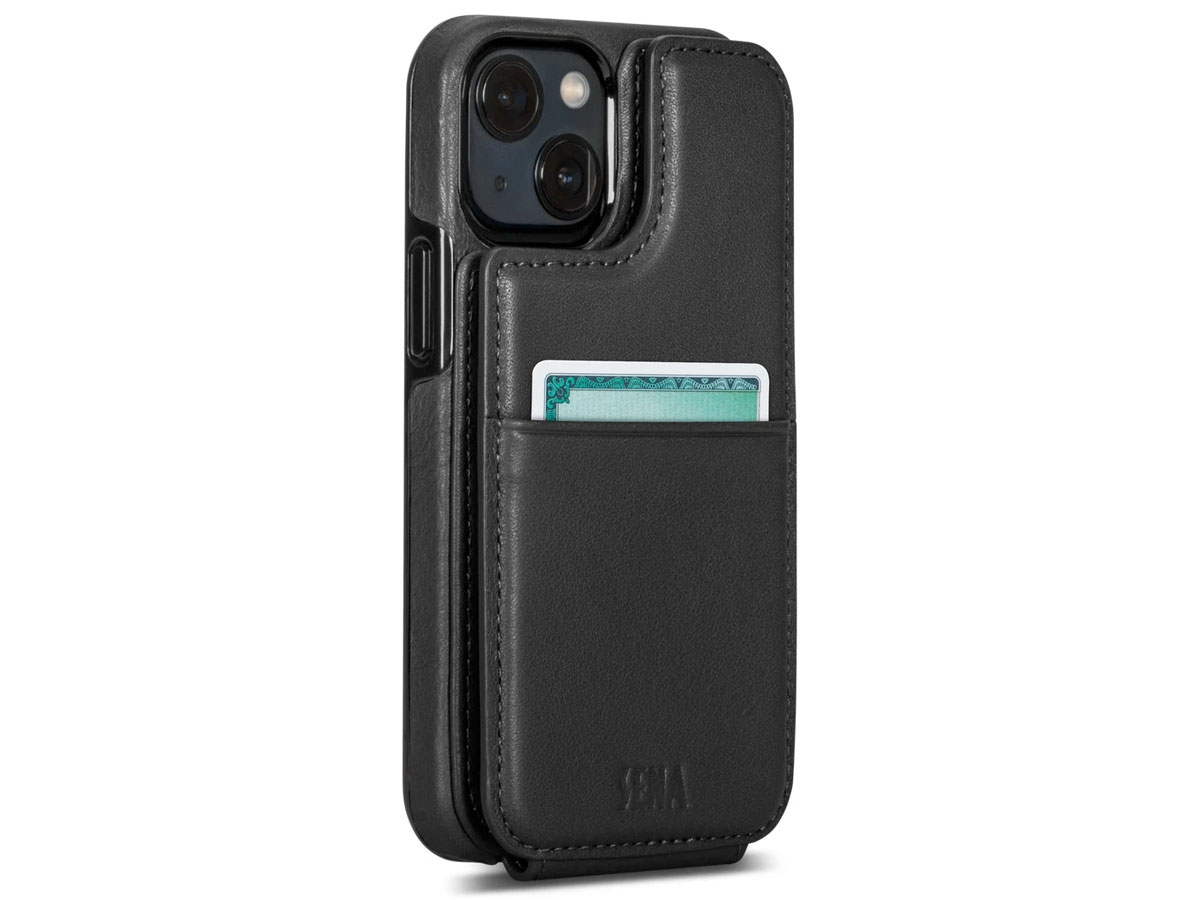 Sena WalletSkin Case Zwart - iPhone 13 Mini Hoesje Leer