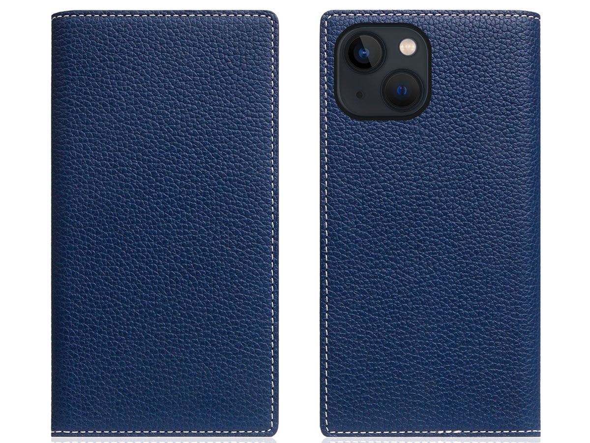 SLG Design D8 Folio Leer Navy Blue - iPhone 13 Mini hoesje