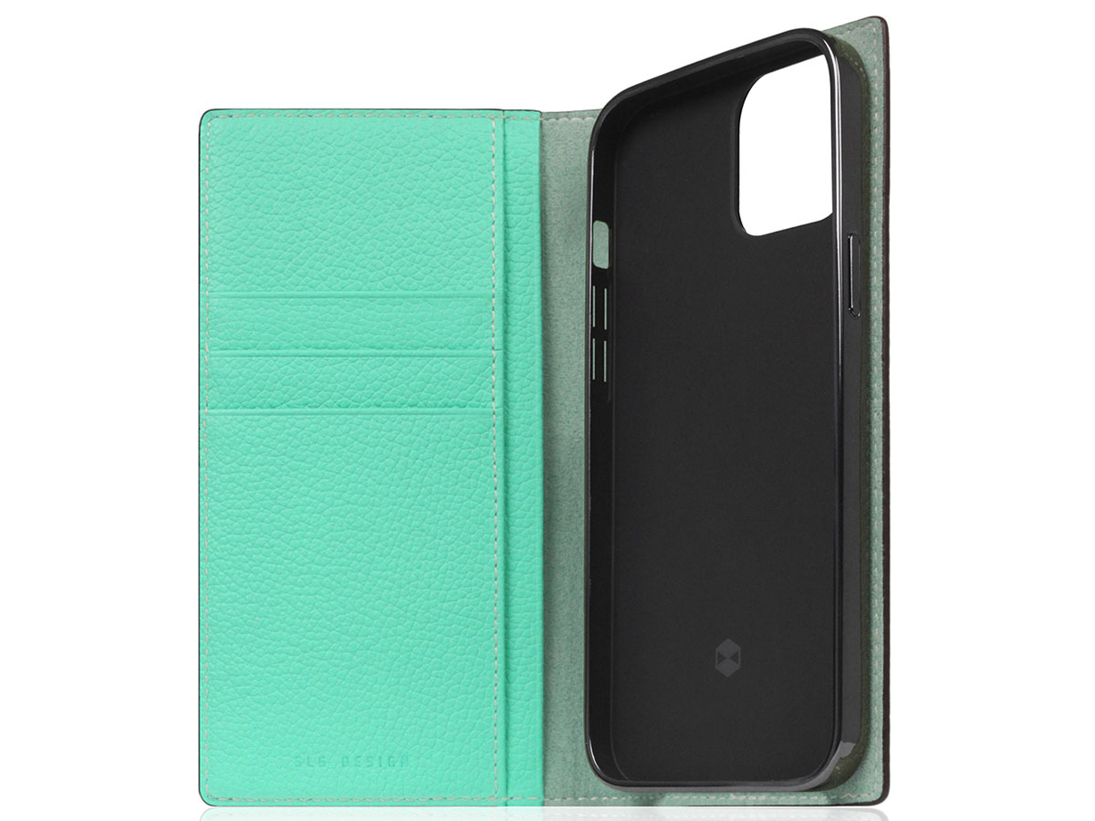 SLG Design D8 Folio Leer Teal - iPhone 13 Mini hoesje