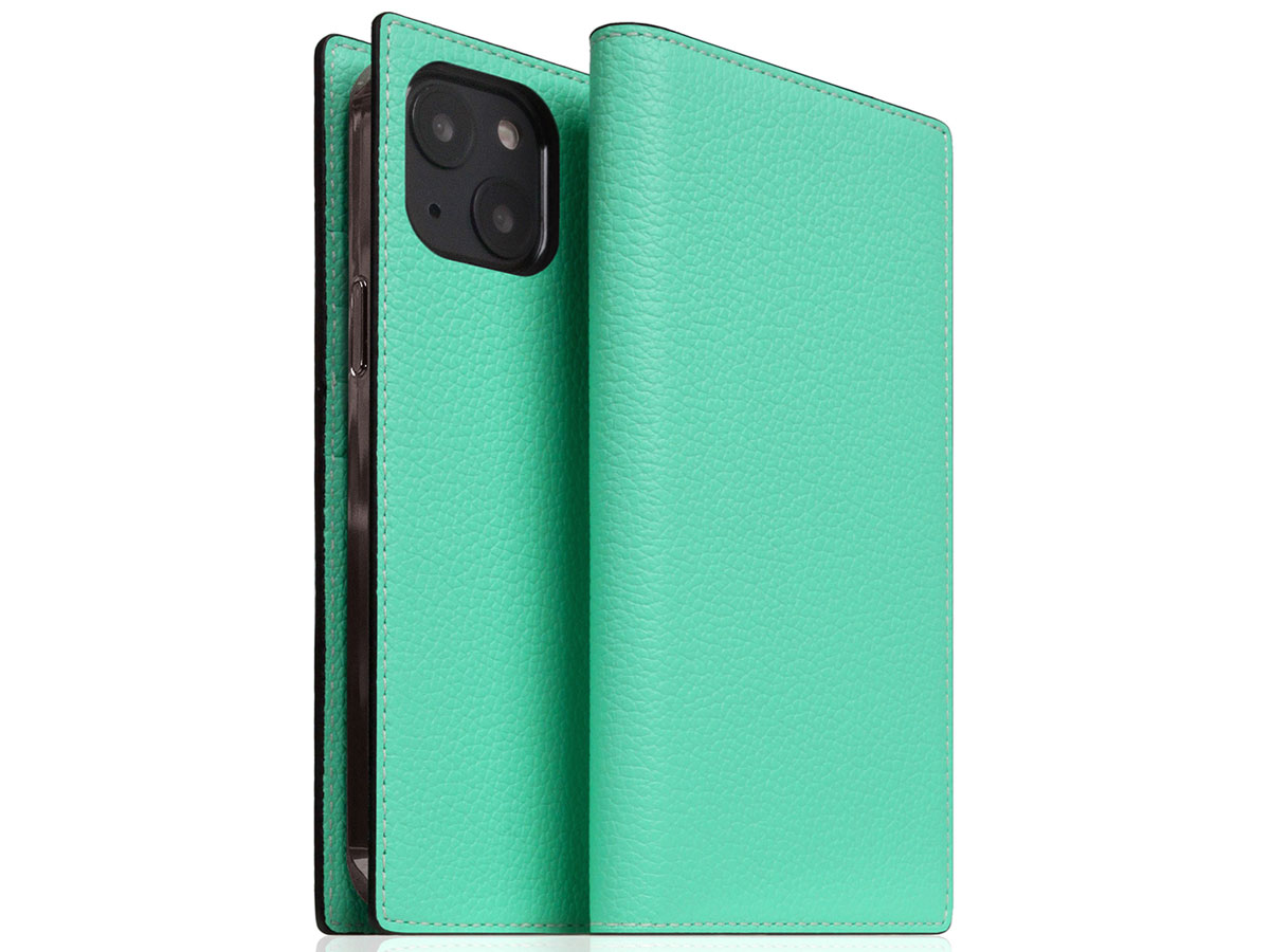 SLG Design D8 Folio Leer Teal - iPhone 13 Mini hoesje