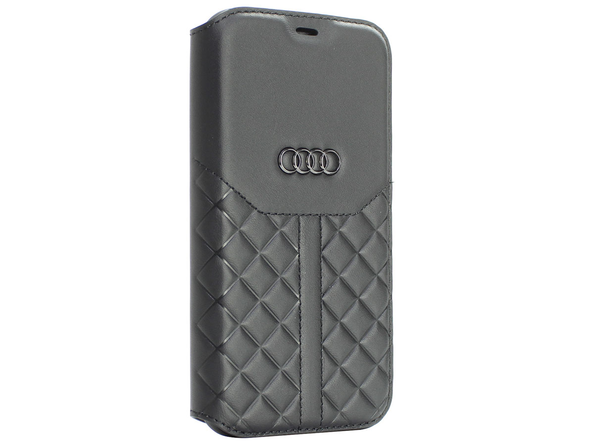Audi Q8 Series Bookcase Zwart Leer - iPhone 13 Pro hoesje