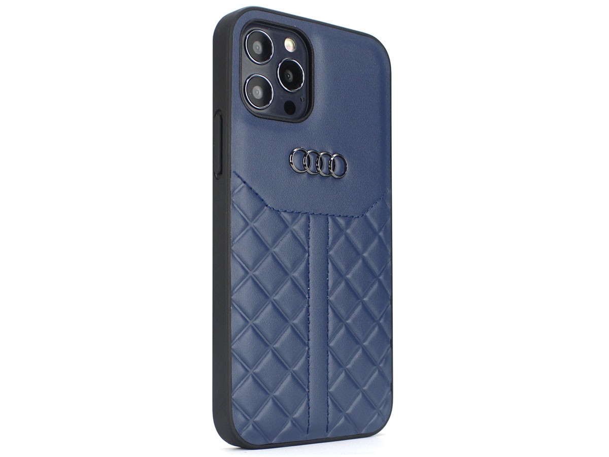 Audi Q8 Series Case Blauw Leer - iPhone 13 Pro hoesje