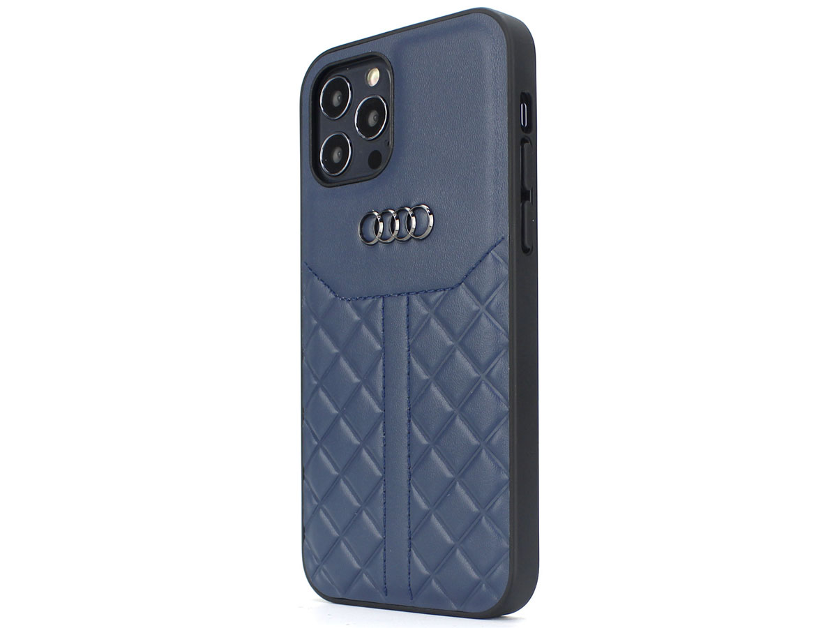 Audi Q8 Series Case Blauw Leer - iPhone 13 Pro hoesje