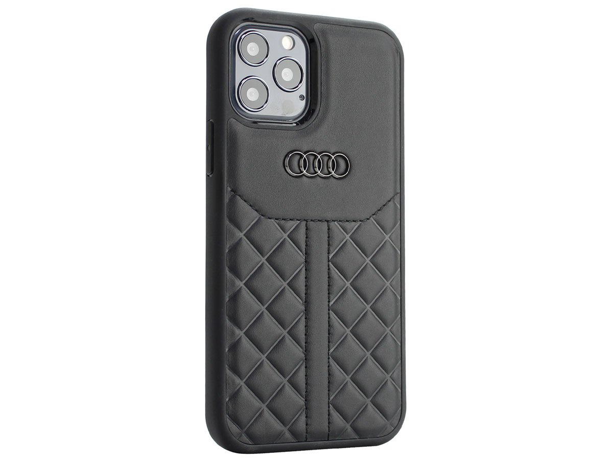 Audi Q8 Series Case Zwart Leer - iPhone 13 Pro hoesje