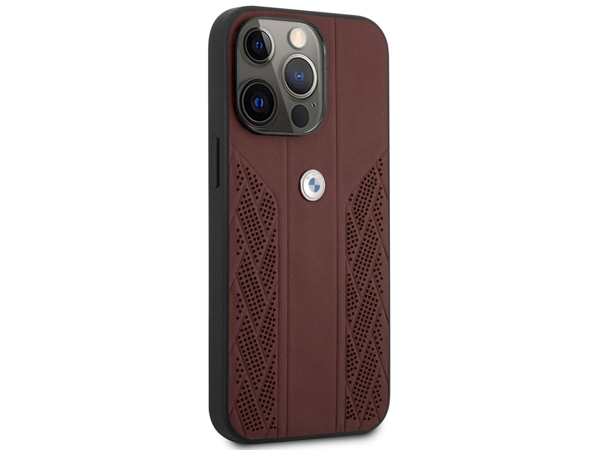 BMW Signature Leather Seat Case Rood - iPhone 13 Pro hoesje