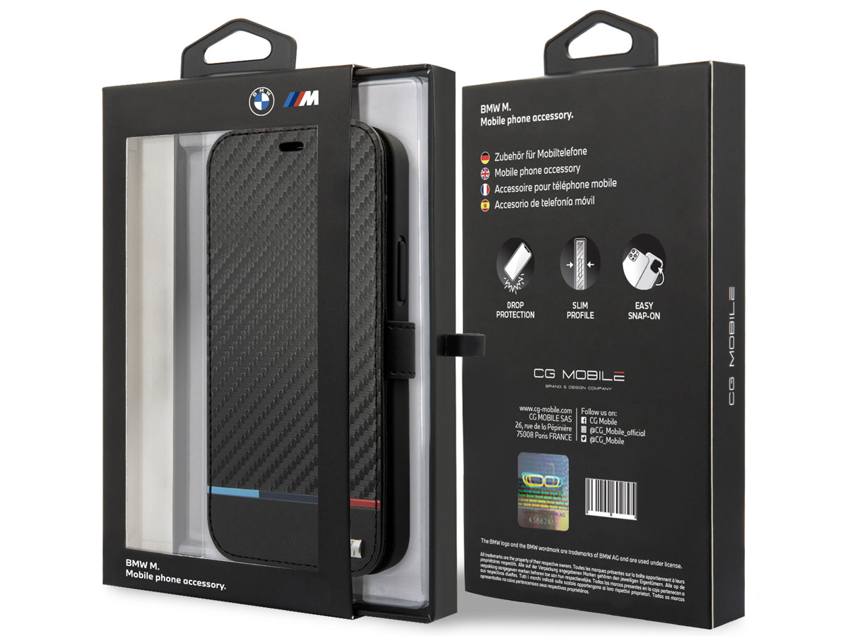 BMW M Colors Carbon Bookcase - iPhone 13 Pro hoesje