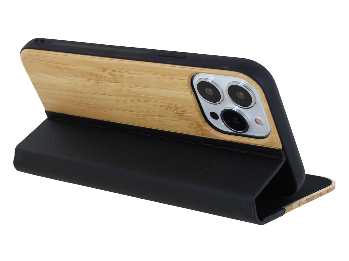 Wooden Bookcase Bamboo - Houten iPhone 13 Pro hoesje