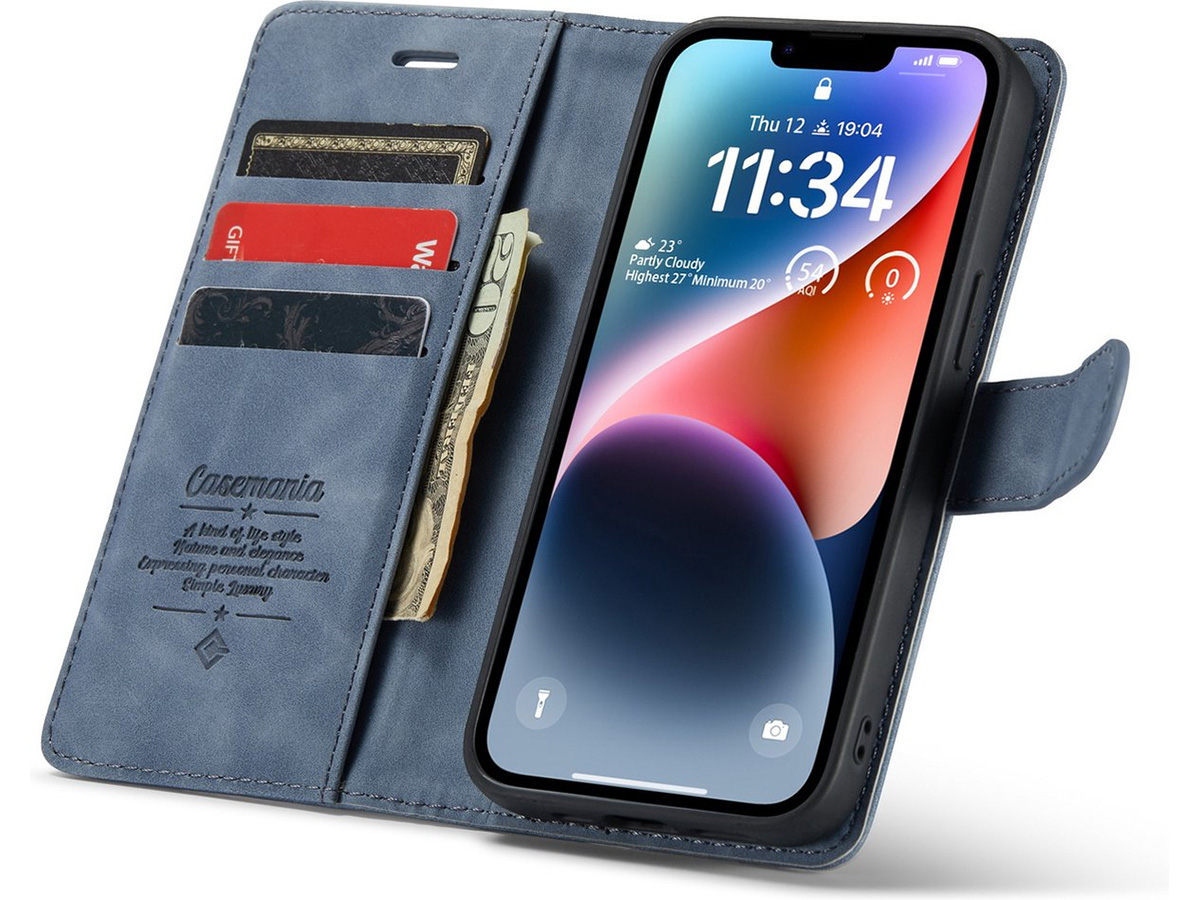 CaseMania 2in1 Magnetic Bookcase Grijs - iPhone 13 Pro Hoesje